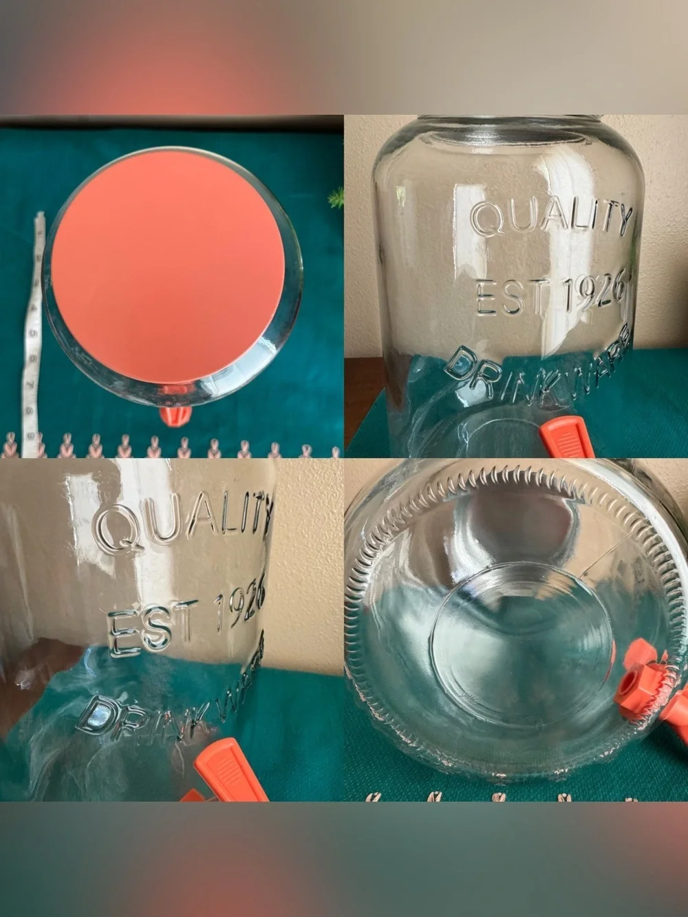 Quality Drinkware large beverage dispenser with salmon pink/peach lid